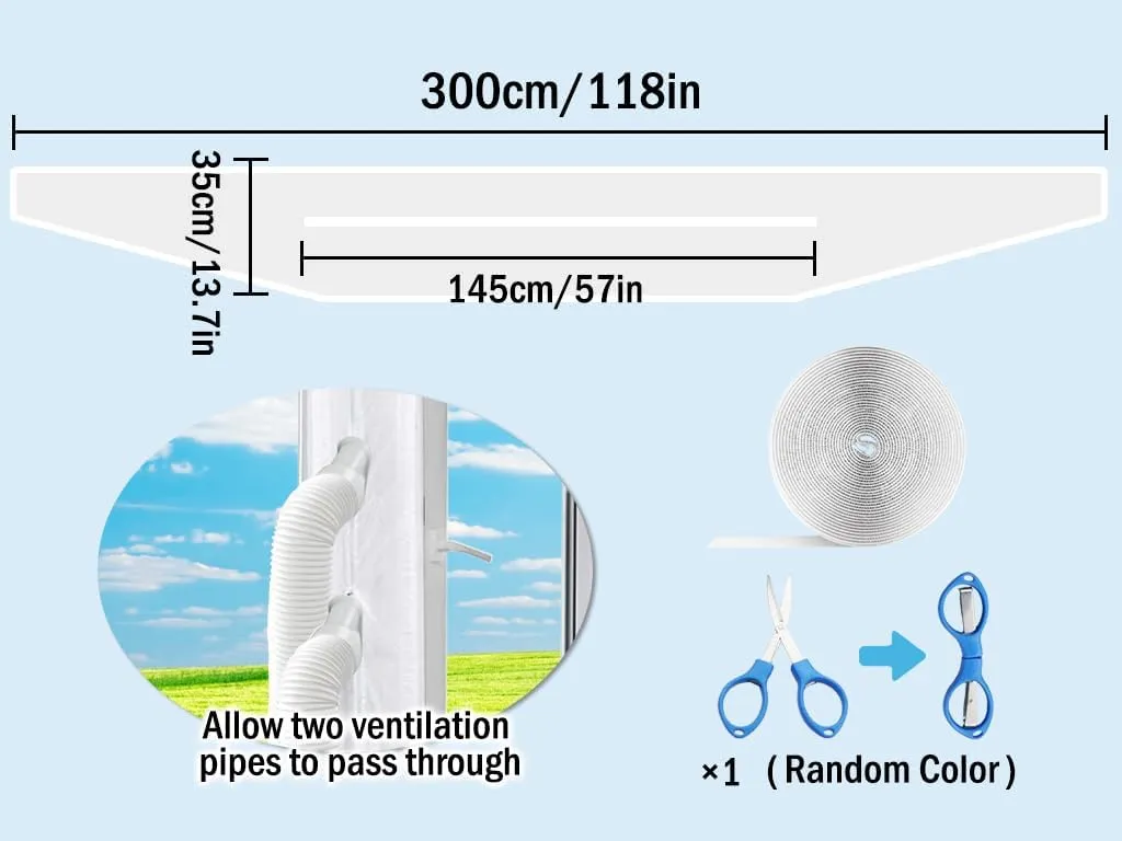 Hitopin Kit de Ventana Portátil para Aire,Kit Ventana Aire Acondicionado,Sellado Ventana Aire Acondicionado Portátil,Apto para T
