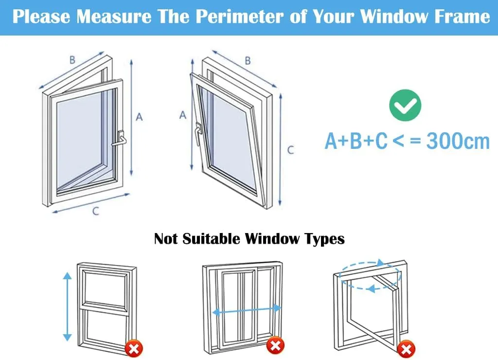 Hitopin Kit de Ventana Portátil para Aire,Kit Ventana Aire Acondicionado,Sellado Ventana Aire Acondicionado Portátil,Apto para T