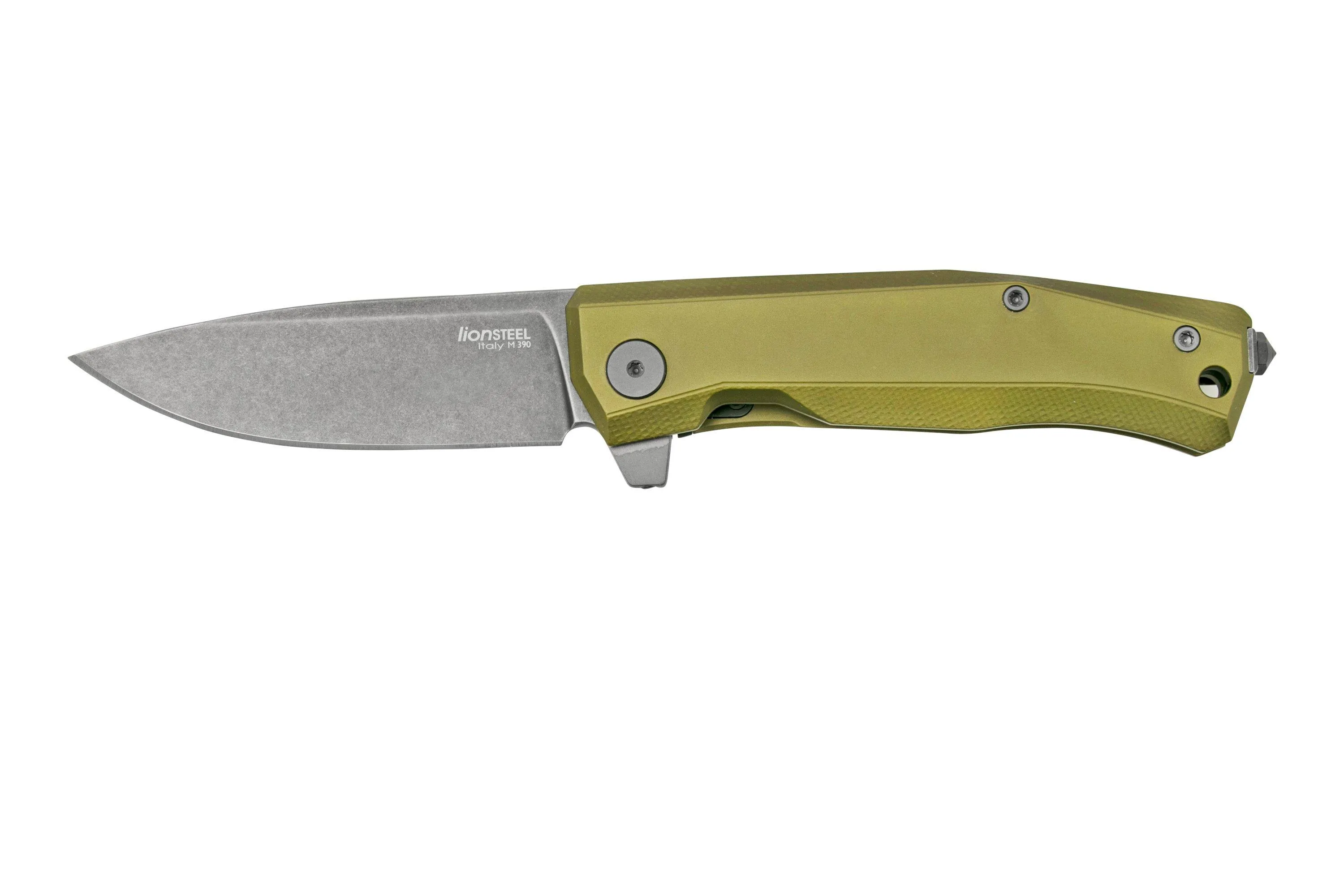 LionSteel Myto MT01A GB Green Aluminium, Black navaja, diseño Molletta