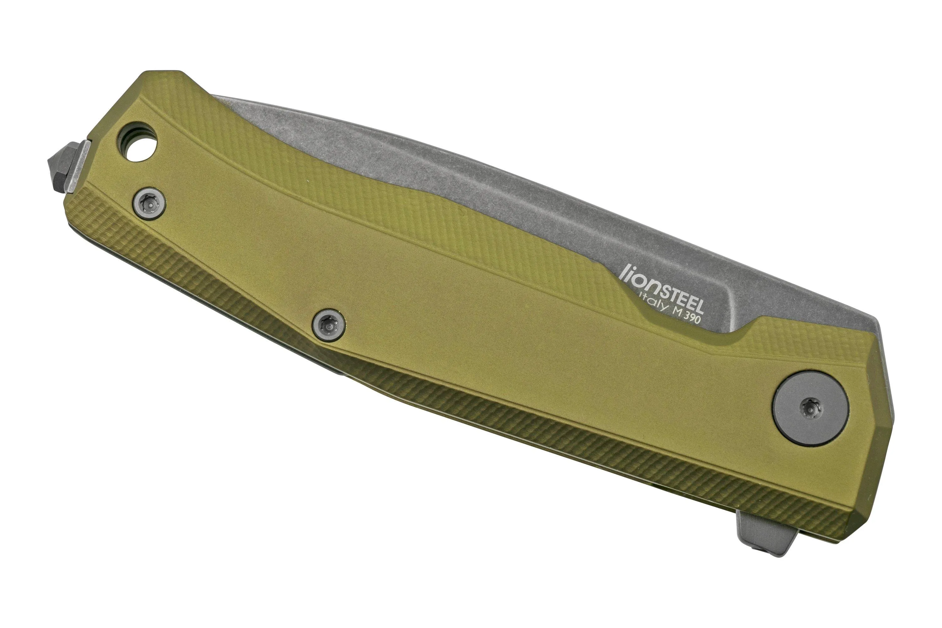 LionSteel Myto MT01A GB Green Aluminium, Black navaja, diseño Molletta