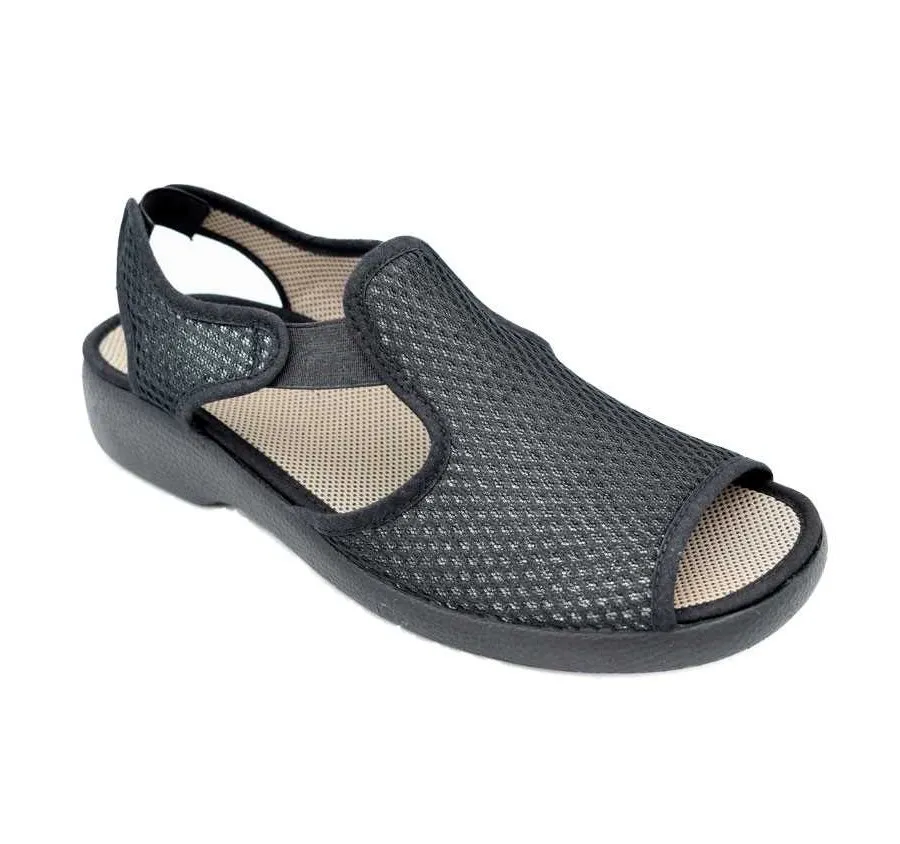 SANDALIA GARZÓN 3280.186 ELÁSTICOS REJILLA CON BRILLO NEGRA CÓMODA FRESCA DE MUJER 24463