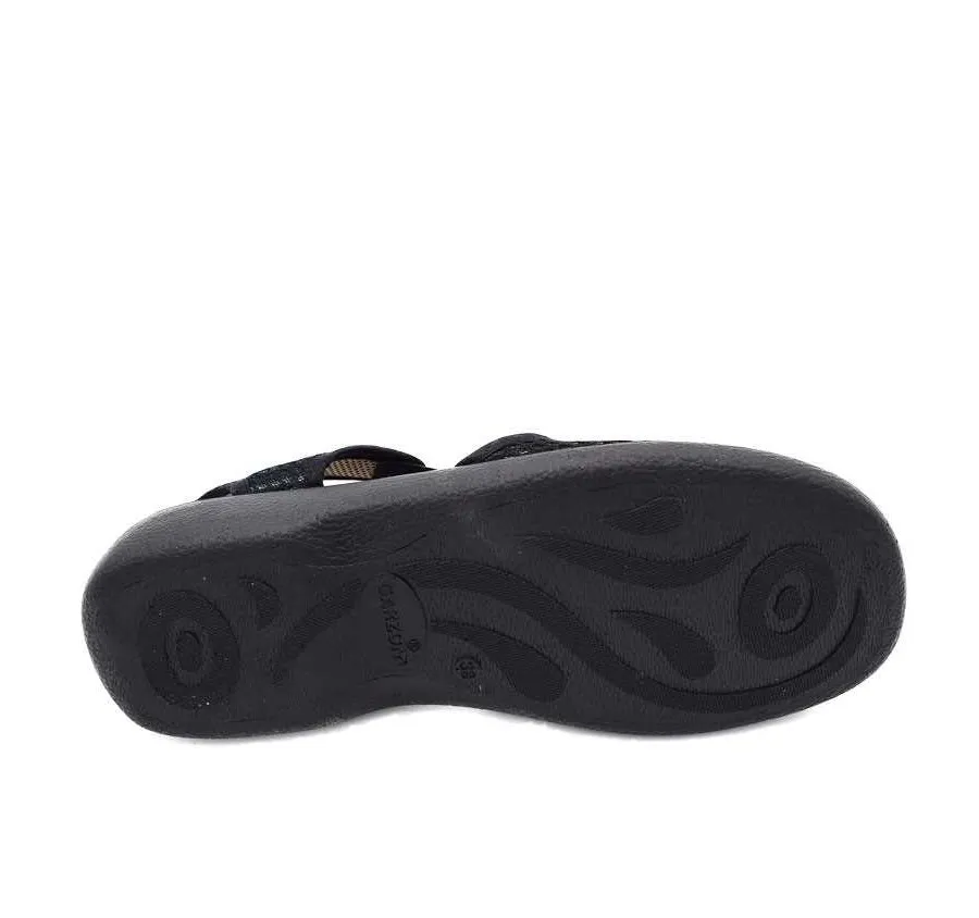 SANDALIA GARZÓN 3280.186 ELÁSTICOS REJILLA CON BRILLO NEGRA CÓMODA FRESCA DE MUJER 24463