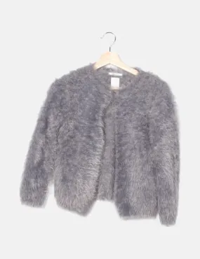 Zara Abrigo pelo sintético gris